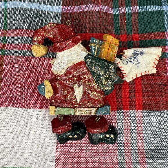 Kurt Adler Snowtown Village Ornament -Dangle Legs Santa with Glitter - Picture 2 of 3